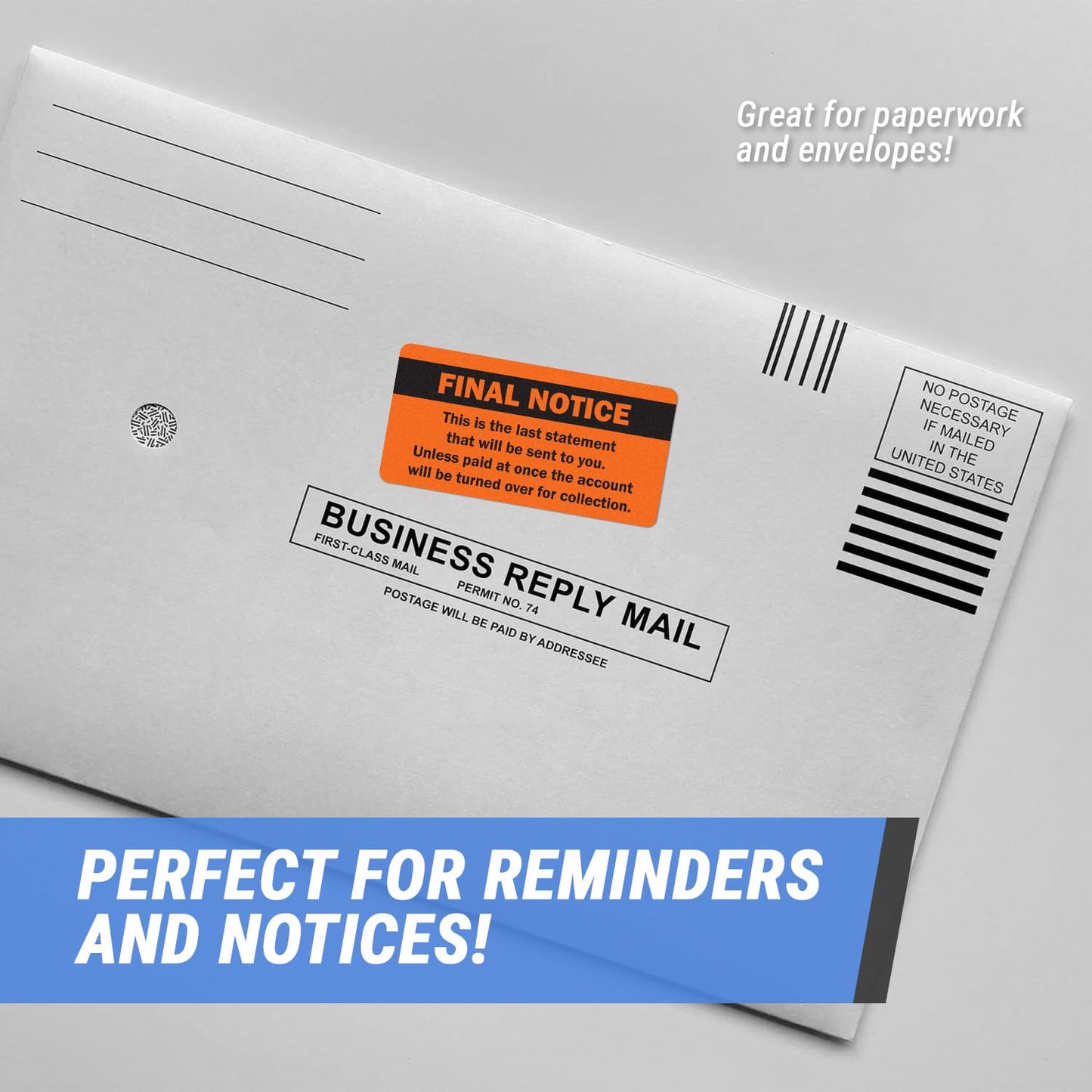Final Notice The Last Statement - 2 x 1 Inch Bright Orange Past Due Stickers - Billing & Collection Reminder Overdue Stickers Delinquent Billing Statements Account Receivable Due - 300 Labels/Roll Final Notice (2 X 1) 1 Roll