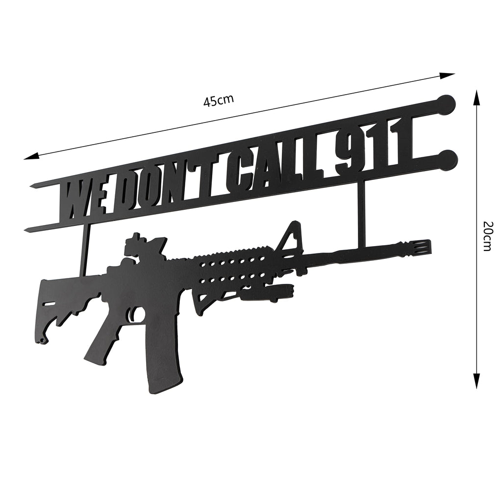 No Trespassing Sign "You're In Range" Metal Wall Tree Hanger Decor – Outdoor Indoor Gun Owners "We Don't Call 911" Monogram Display – Heavy Duty Steel Security Warning – Home Protection – 12.5" Tall We Don't Call 911