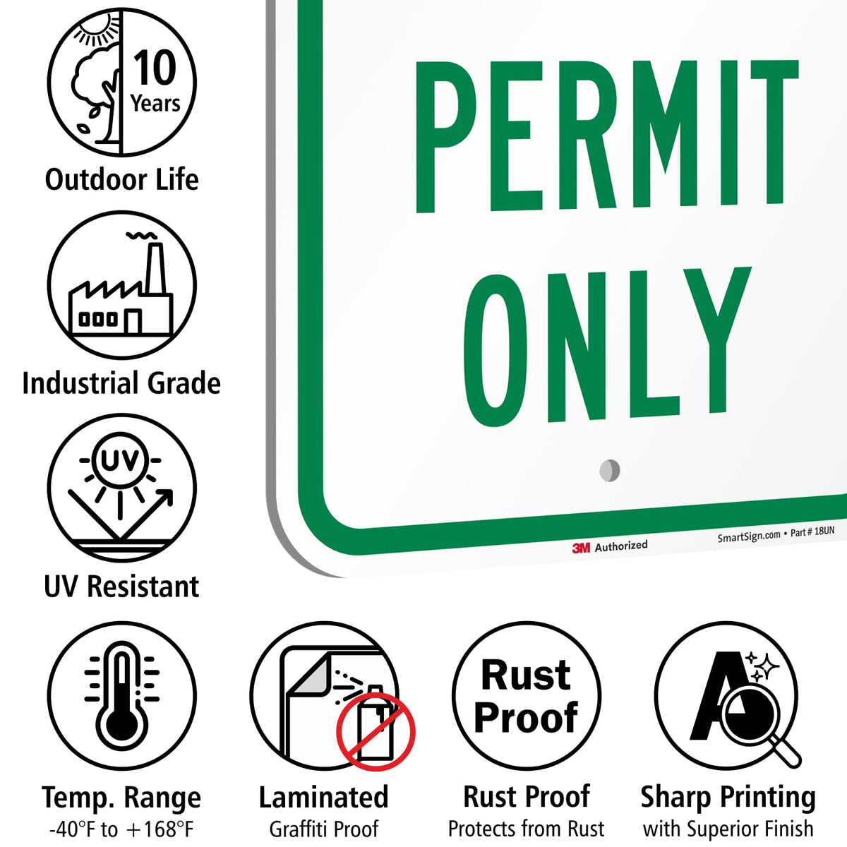 "Parking By Permit Only" Sign By SmartSign | 12" x 18" 3M Engineer Grade Reflective Aluminum