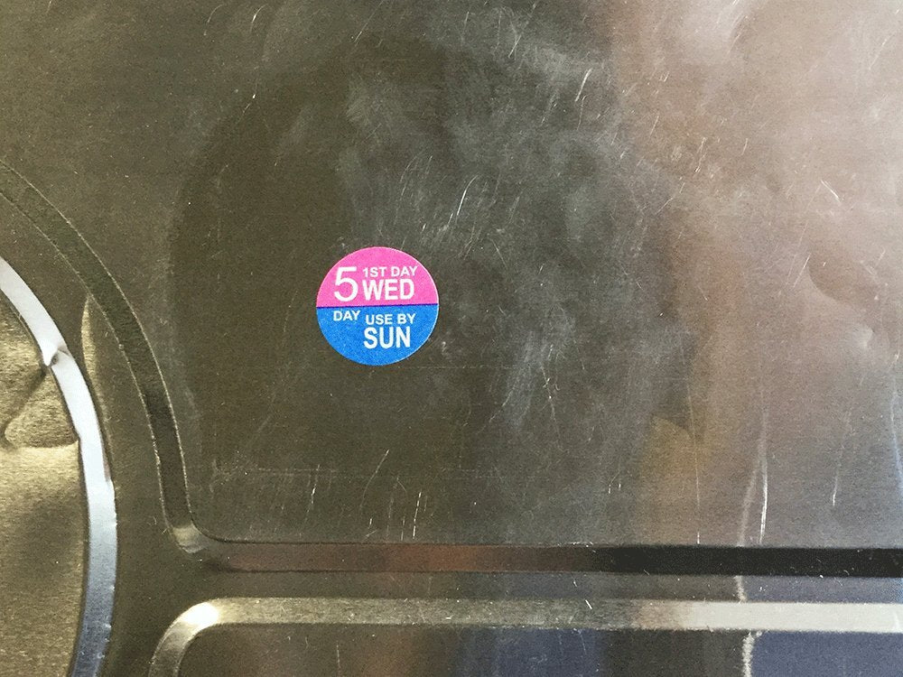 Dissolvable Wednesday Through Sunday 5 Day Food Rotation Labels Use by 3/4 Inch 500 Adhesive Stickers