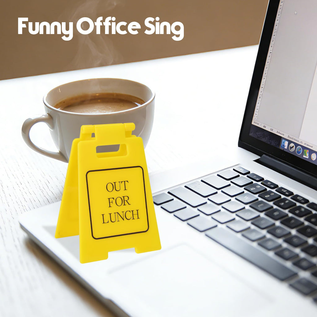 Funny Office Gag Gifts Out for Lunch Mini Desk Sign Cubicle Decor for Coworker Teammate Employee Boss Desk Accessories(Out for lunch)