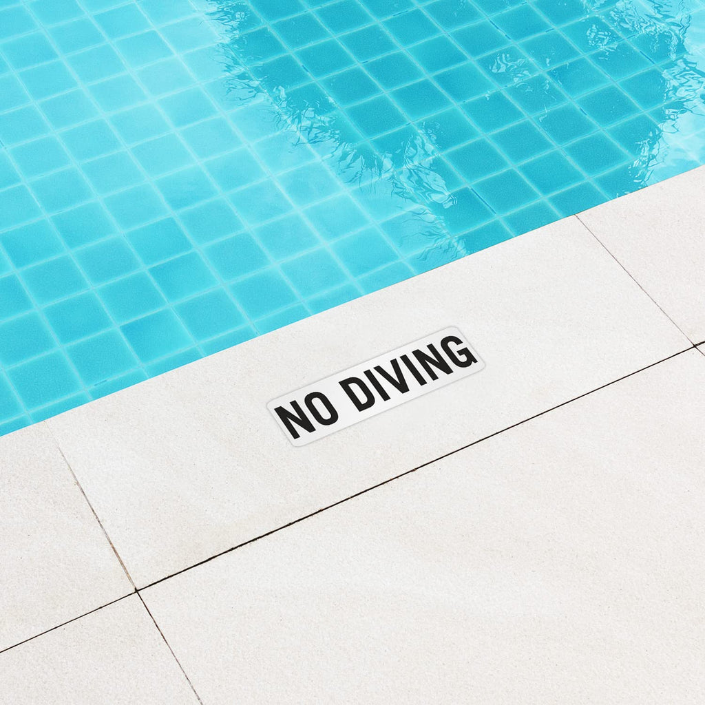 SmartSign 5.75 x 11.75 inch “No Diving” Adhesive Pool Safety Marker/Sign, 20 mil Laminated Vinyl with Anti-Skid Pebbled Surface, Black and White 575 x 1175 inch