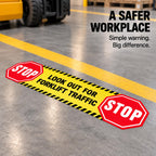 5 Pack Stop Look Out for Forklift Traffic Stickers 24 × 6 Inches 5 Pack