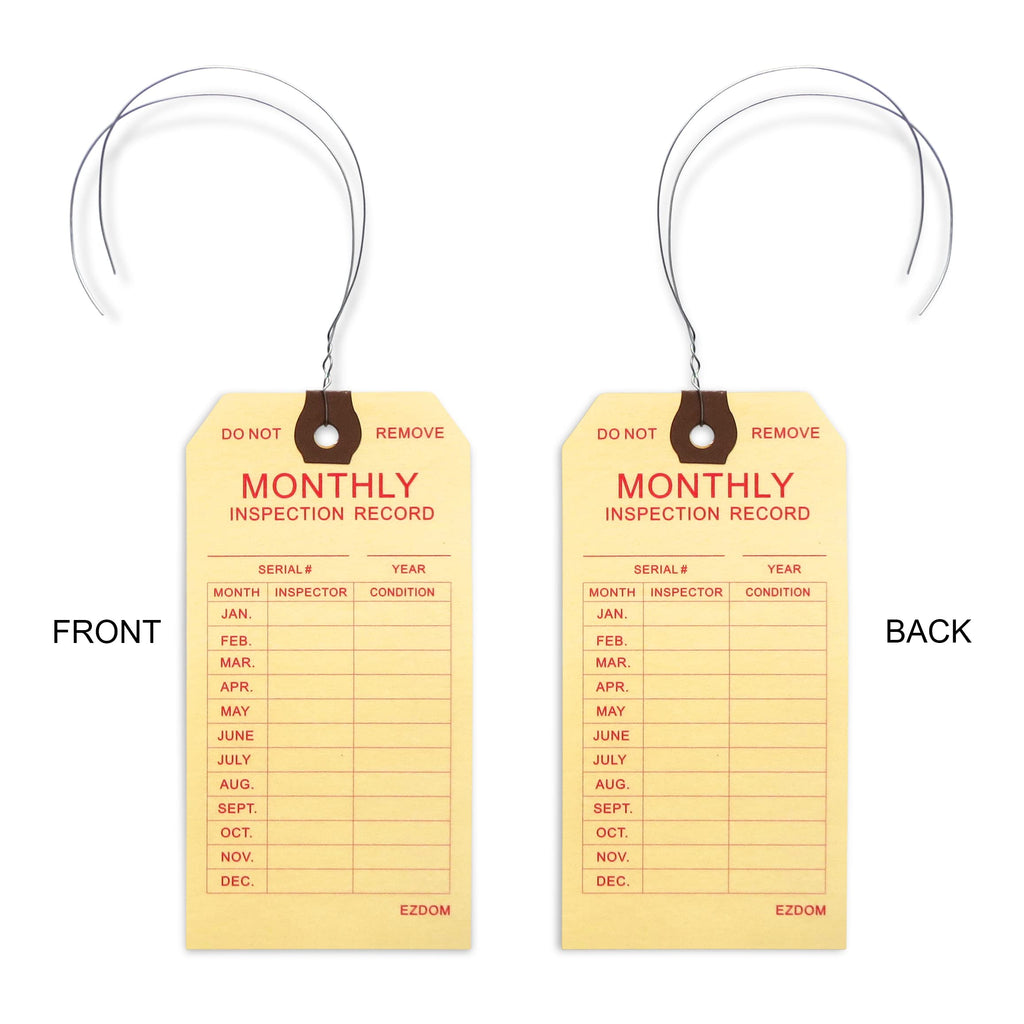Fire Extinguisher Monthly Inspection Tags, Box of 100