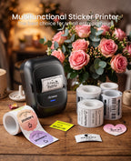 CLABEL 221B Label Printer with 5 Tapes,  2"  Bluetooth Label maker 2 Inch-Black+5roll Printer+5 Roll