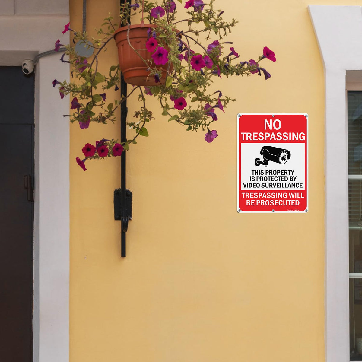 Large Video Surveillance Signs, 14x10 Inches No Trespassing Sign Private Property Sign, Reflective Aluminum, Fade Resistant,Indoor or Outdoor Use (4-Pack) 14x10" 4 Pack