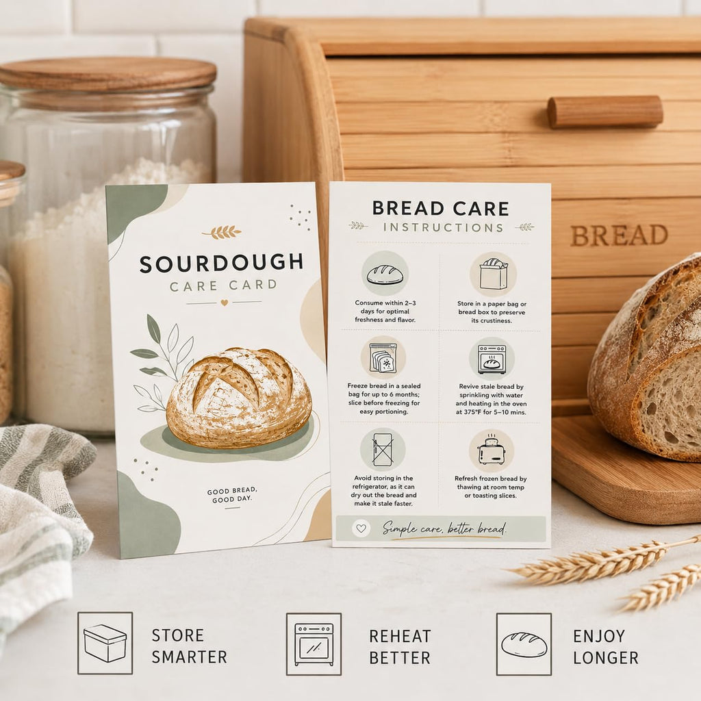 100 Sourdough Bread Care Instruction Cards, 2 x 3.5 in