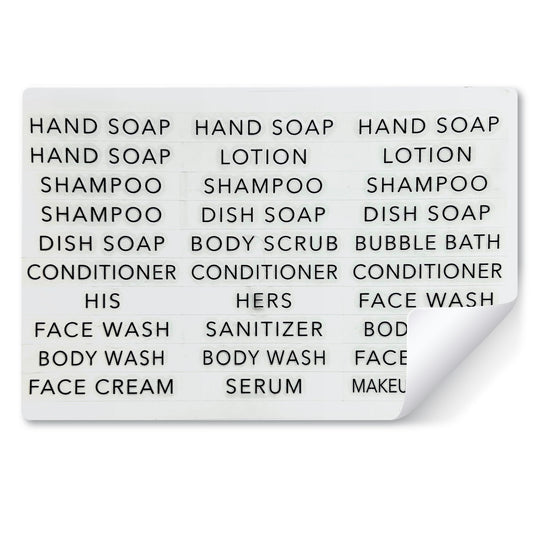 Alora Waterproof Labels for Bottles | Bathroom Decals for Amber Glass & Plastic Containers (30 Adhesive Decals, 1/2 X 2 Inches, Black) Transfer Stickers