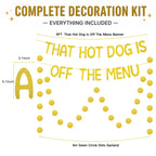 That Hot Dog Is Off The Menu Banner, Gold Glitter Bachelor Party Decor