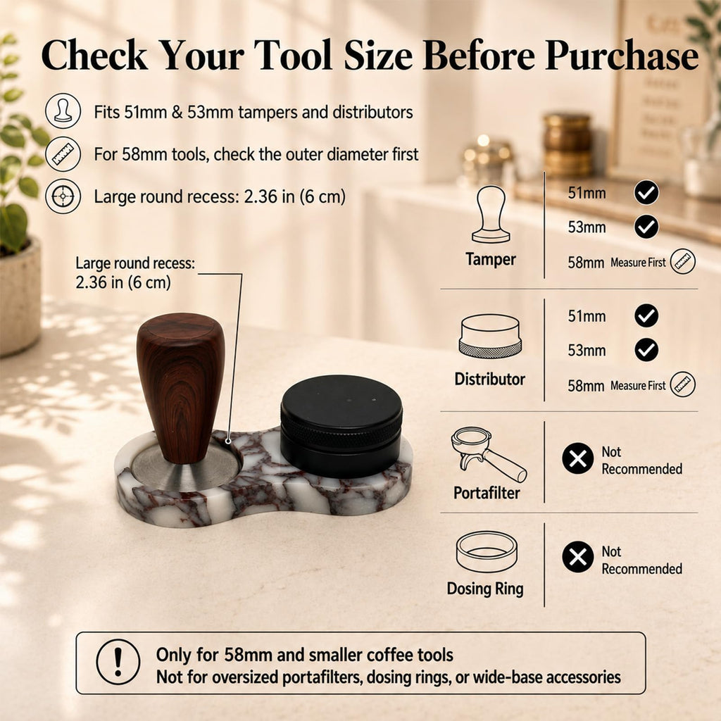 Marble Espresso Tamper and Distributor Holder, 2 Slots