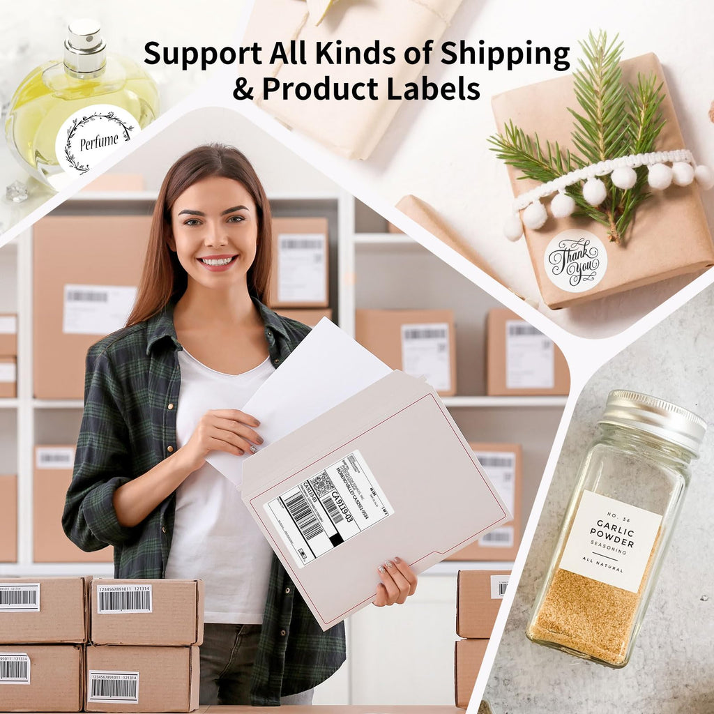 Gloryang Bluetooth Thermal Shipping Label Printer, 4X6 Inkless Label Machine for iOS, Android, Laptop, Wireless Printer for Small Business, Compatible with Amazon, UPS, Shopify, Black