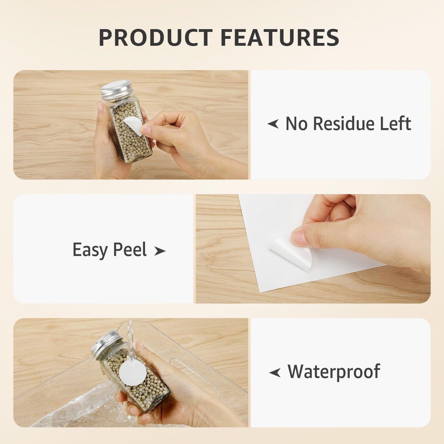 MaxGear 1200 Pcs Round Blank Labels for Spice Jars, 1.3 Inch Washable Write-On, Removable No Residue Adhesive Stickers for Kitchen Organization, Pantry Storage and Containers 1.3"