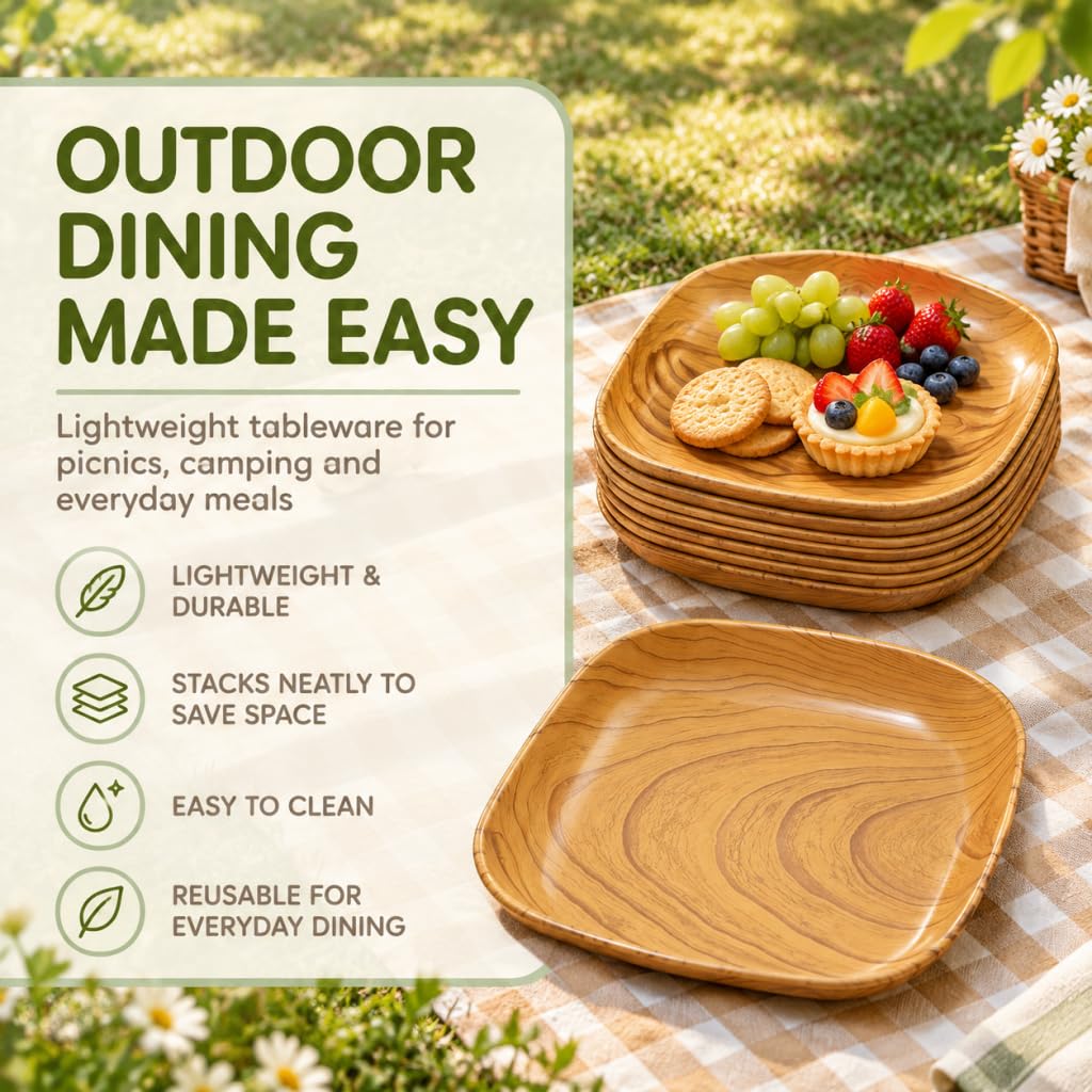 6PCS Wood-grain pattern multi-functional bone-serving dish
