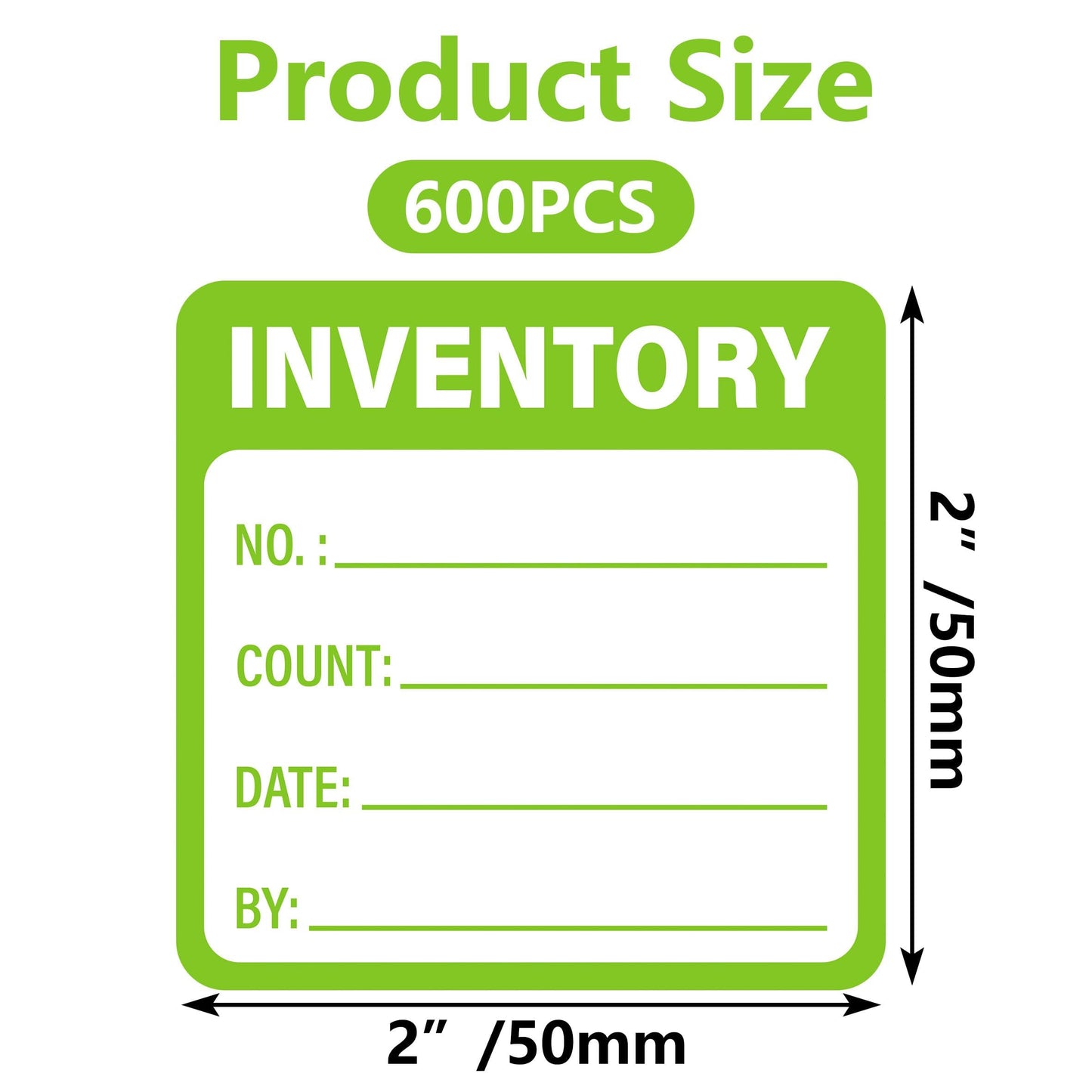 600 Pcs Inventory Stickers Control Labels for Shipping Handling Packing Moving Marking Organizing Notating Items 2 X 2 Inch Green