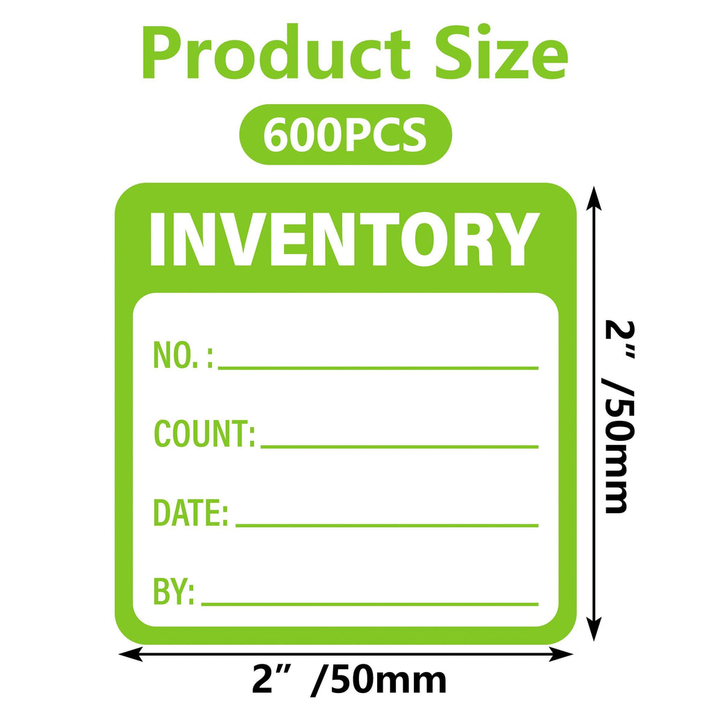 600Pcs 2x2in Inventory Stickers Control Labels for Shipping Packing Green