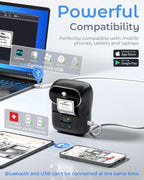 Phomemo M110 Label Maker with 3 Tapes, Bluetooth Portable Thermal Printer Black 1 Printer + 3 Roll Labels
