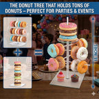 Acrylic 1-Pack (12" L × 12" W × 18" H) Donut Stand, Pretzel & Bagel Holder, Clear Dessert Stand, for Donut Party Decorations Shower Birthday Party