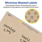 Avery Kraft Brown Round Labels with Sure Feed Technology, 2.5" Diameter, Print to the Edge, Laser/Inkjet Printable Labels, 2 Packs of 22808, 450 Total (5639)