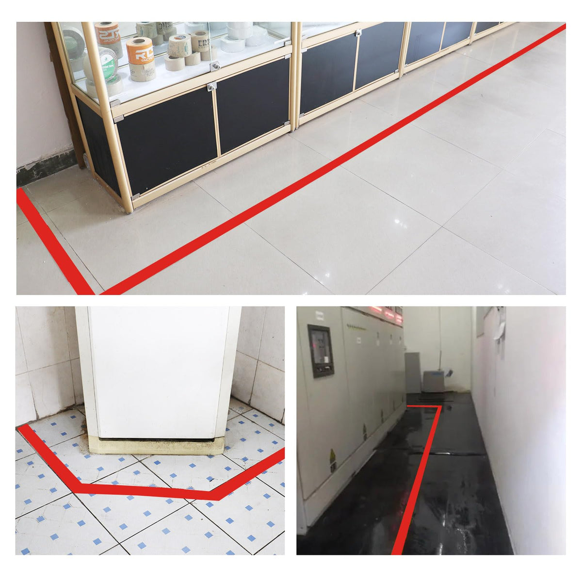 BOMEI PACK Floor Marking Tape 4 Inch x 108FT Red Warning Safety Stripe Tape for Walls, Floors, Pipes, Warterproof Caution Tape Ideal for Marking Hazardous Areas, Equipment