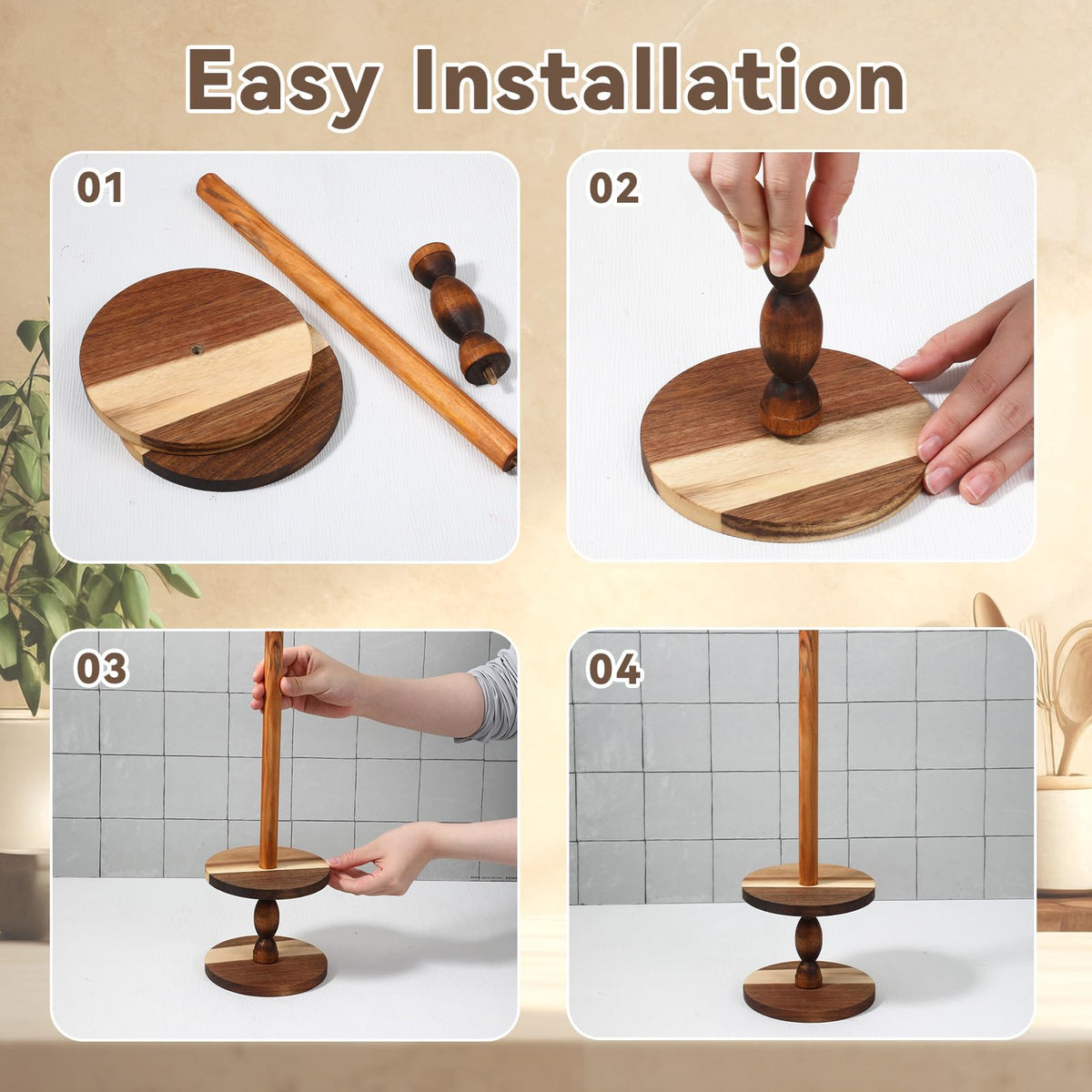4 Pcs Wooden Donut Stand for Dessert Table Farmhouse Donut Stand