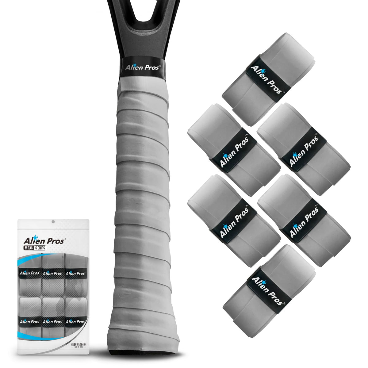 ALIEN PROS 12 Grips Gray & Neon Pink New Model M-Tac Tennis Racket Grip Tape - Wrap Your Racquet for High Performance