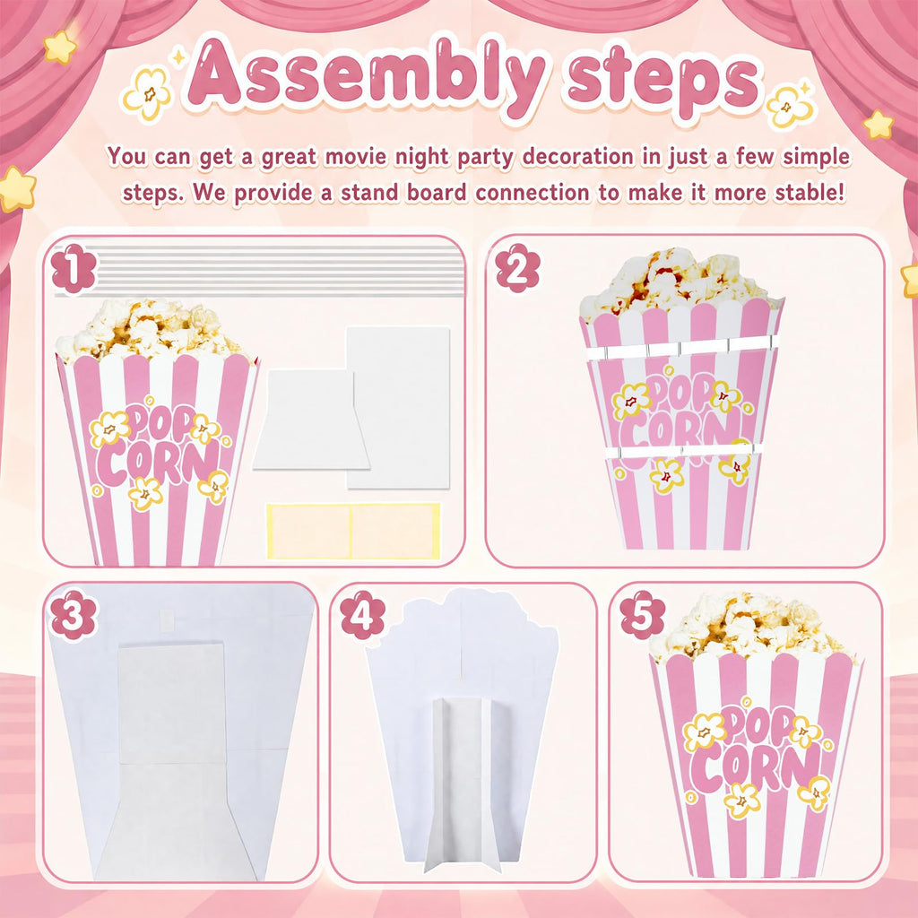 1 Pack 3.3 ft Giant Popcorn Box Cardboard Stand, Pink 1