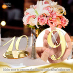 Yalikop 10 Pcs Wedding Table Numbers with Holder 1-10 Mirror, Gold