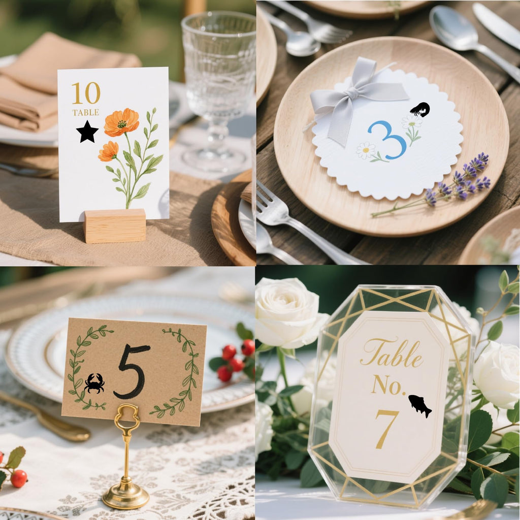 500Pcs Wedding Food Stickers Meal Stickers for Food Fish Lobster Crab Shrimp Stars Pattern 0.8 Inch Black Wedding Menu Indicator Decal Plastic Waterproof Label for Place Card Party Supplies Black-2