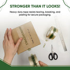 Biodegradable Packing Tape | Plant-Based Cellulose Packaging Tape | Heavy Duty All-Purpose Adhesive for Shipping, Moving, Office, Crafts | Easy-Tear, Low-Noise, Clear - 3pk 1.93 in x 70 yds 1.93 in (Printed) 3