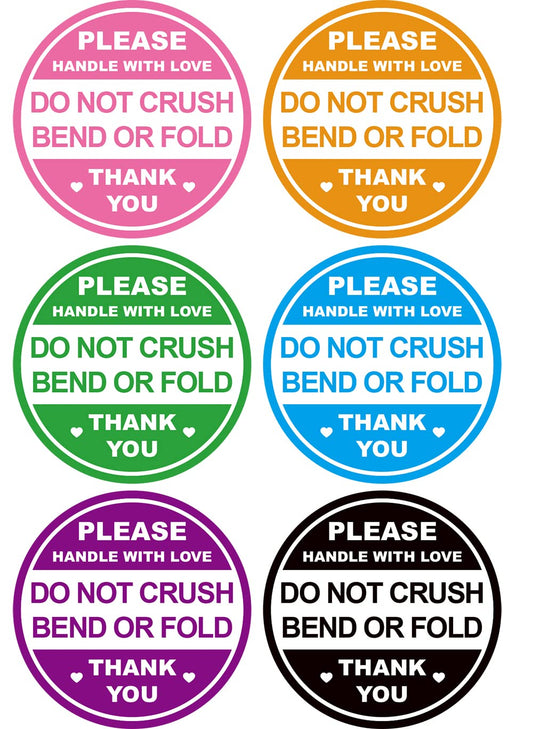 2 inch 300 PCS 6 Colors Do Not Crush Bend or Fold Handle with Love Labels Stickers Shipping Mailing Cartons Envelops Adhesive Labels