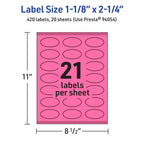 Avery® Printable Oval Labels, Sure Feed® Technology, 1-1/8" x 2-1/4", Bright Pink Labels, Print-to-The-Edge, Laser/Inkjet Printable, 420 Total, Great for Soaps and Candles 420 labels