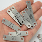 Small Stainless Steel Rectangle Numbered Tags with Two Holes 4cm*1cm (1-20) 1-20