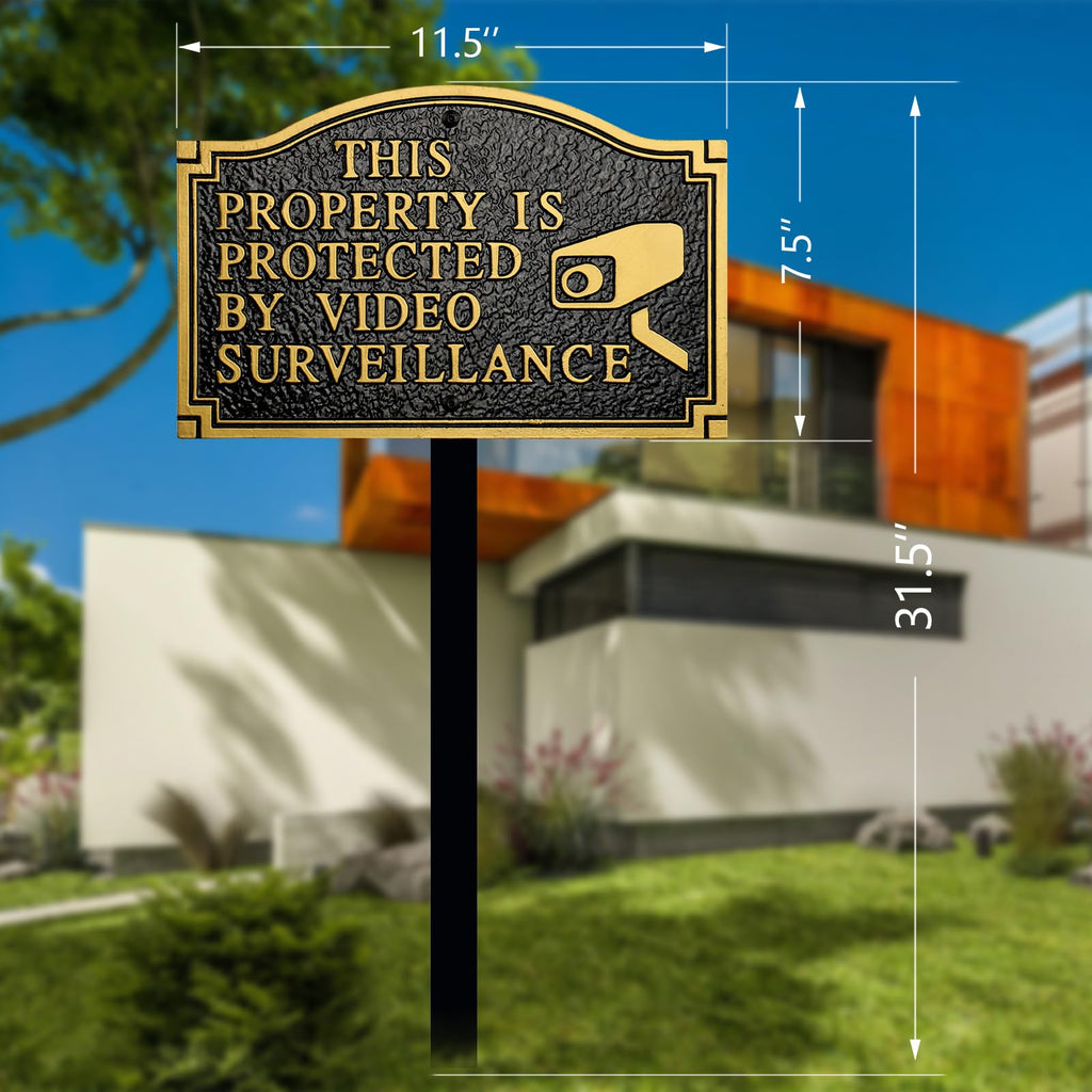 Private Property Video Surveillance Camera Solid Cast Metal Sign