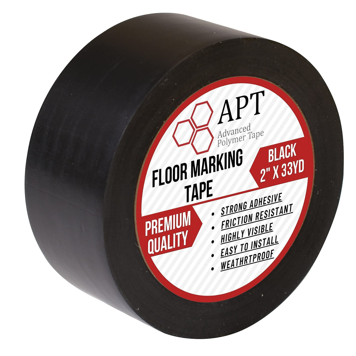 APT, Multi Color Marking Tape, Premium Safety Marking and Dance Floor Splicing Tape, 6 mil Thick (Black, 1 Roll) Black