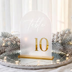 Frosted Arch Table Numbers 1-10 with Stands, Gold 3D Wedding Table Numbers Table Numbers 1-10, 5.5" X 7"
