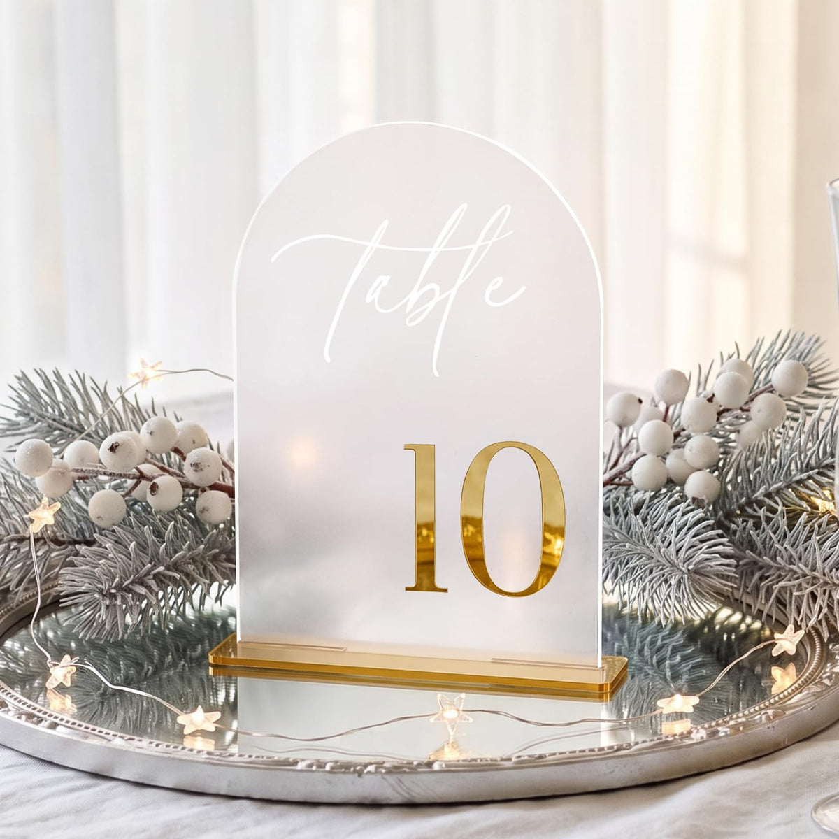 Frosted Arch Table Numbers 1-10 with Stands, Gold 3D Wedding Table Numbers Table Numbers 1-10, 5.5" X 7"