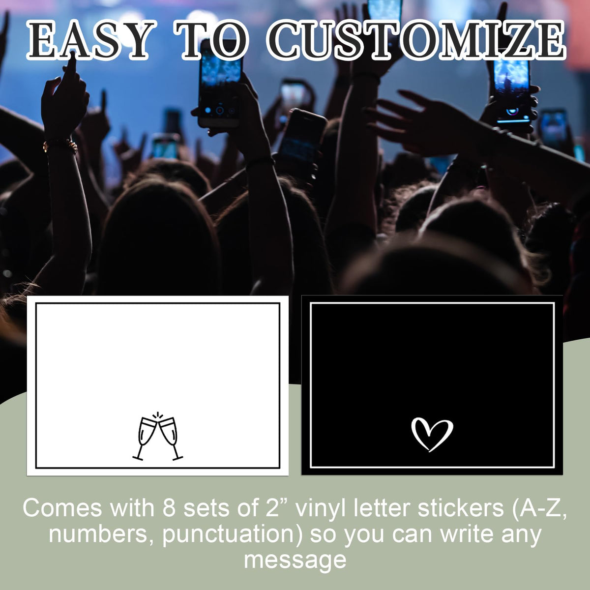 Briwooody 2 Pack 24x16 Inch Bottle Service Sign with Letter Stickers Props