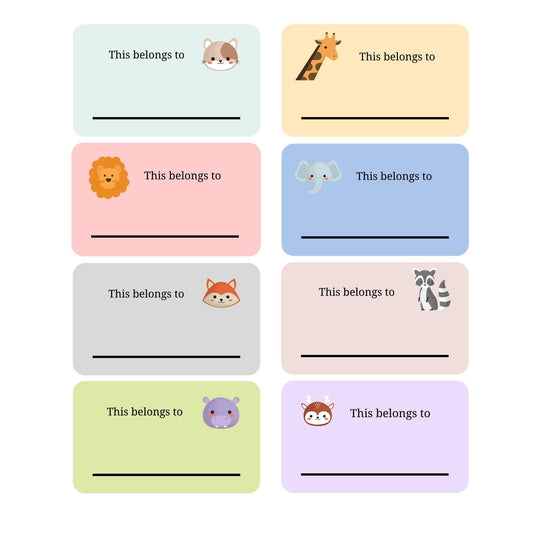Mobiusea Creation Name Labels for Kids | This Belongs to Sticker | Perforated 3 x 1.75 Inch Large Tags | Book Plates Stickers | 300pcs Stickers for School Supplies, Teacher Supplies, 8 Designs