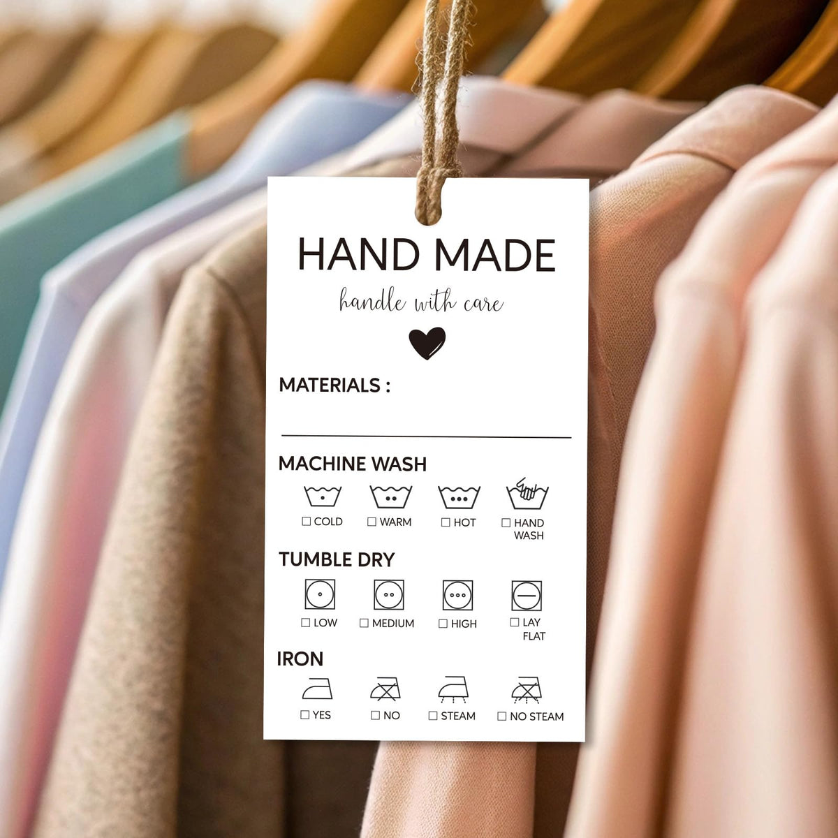 BLSUREFYX Handmade Care Instruction Tag 3.5x2in 240pcs Hand Made Tags 240 pcs