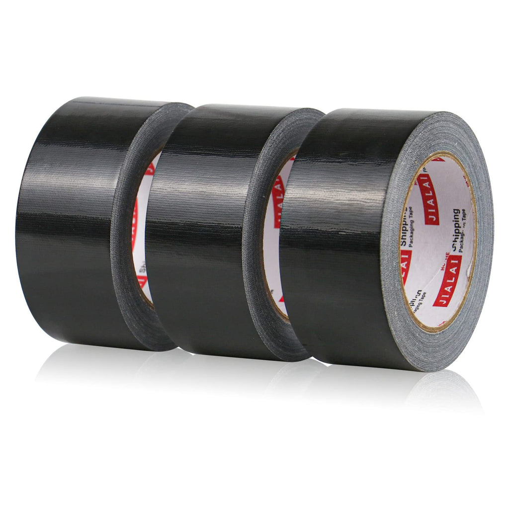 JIALAI HOME Heavy Duty Duct Tape, Black Tape 2 Inches x 30 Yards 3-Pack, 8.27 mil, Strong, Flexible, No Residue, All-Weather and Tear by Hand - for Repairs, Industrial, Professional Use
