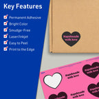 Avery Printable Heart Labels, Sure Feed Technology, 2-9/32" x 1-27/32", Bright Pink Labels, Print-to-The-Edge, Laser/Inkjet Printable, 240 Total, Great for Mailing Seals and Packaging 240 labels
