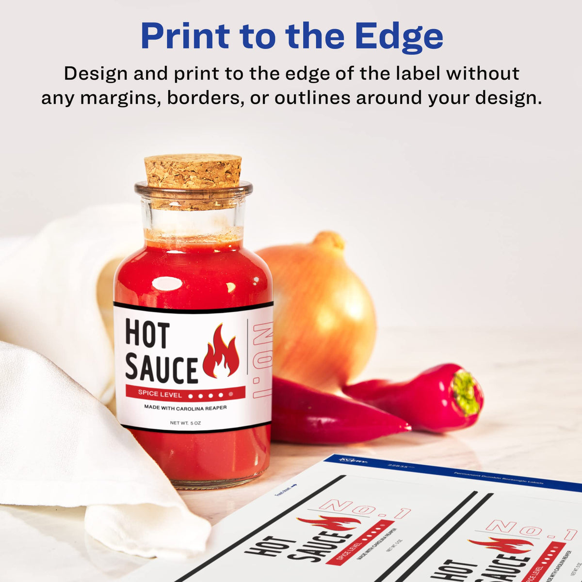 Avery Durable Waterproof Wraparound Rectangle Labels with Sure Feed Technology, 3.25" x 7.75", Matte White, Laser/Pigment-Inkjet, 16 Customizable Labels (22835) One Size