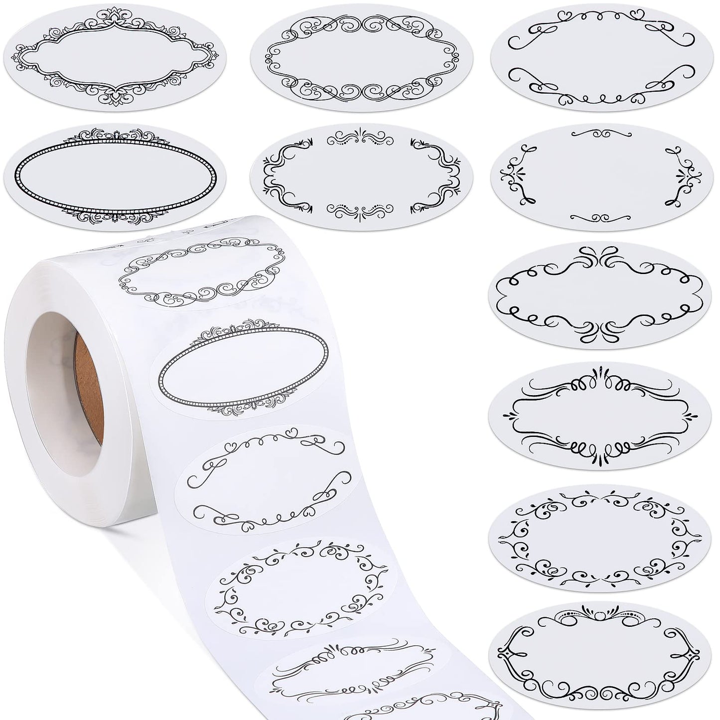 Crtiin 500 Pcs Dissolvable Canning Labels for Mason Jars, 1 x 2⅛ inch Food Labels, Small Pantry Stickers, Tiny Canning Jar Stickers Removable with Water, 10 Designs