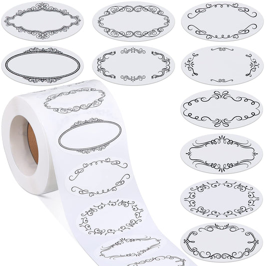 Crtiin 500 Pcs Dissolvable Canning Labels for Mason Jars, 1 x 2⅛ inch Food Labels, Small Pantry Stickers, Tiny Canning Jar Stickers Removable with Water, 10 Designs