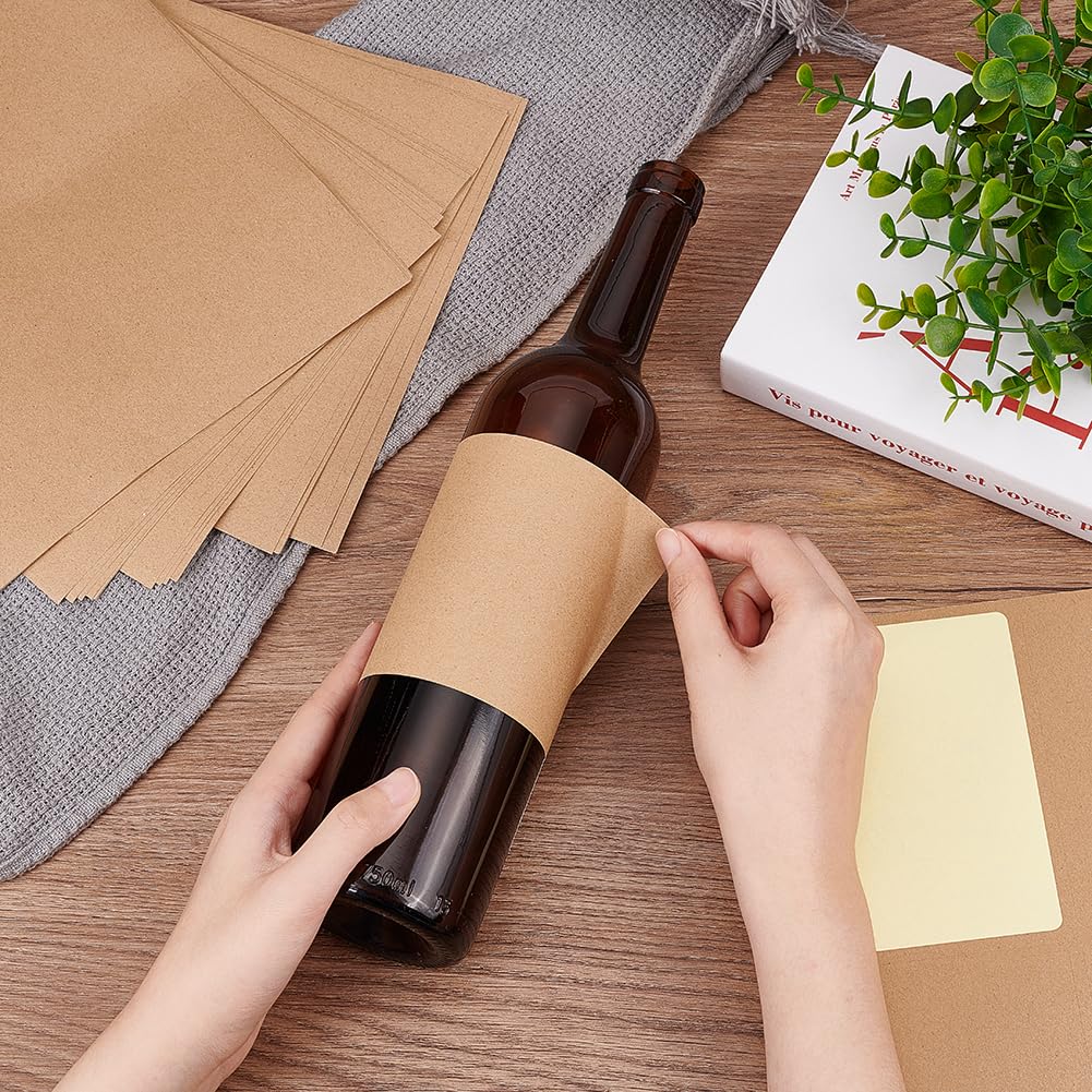 PH PandaHall 20 Sheet/80pcs Adhesive Wine Bottle Labels Custom Wine Label Stickers 3.9×4.9" Brown Blank Label Stickers Bottle Label Covers for Wine Wedding Engagement Anniversary Cocktail Party 3.9×4.9"