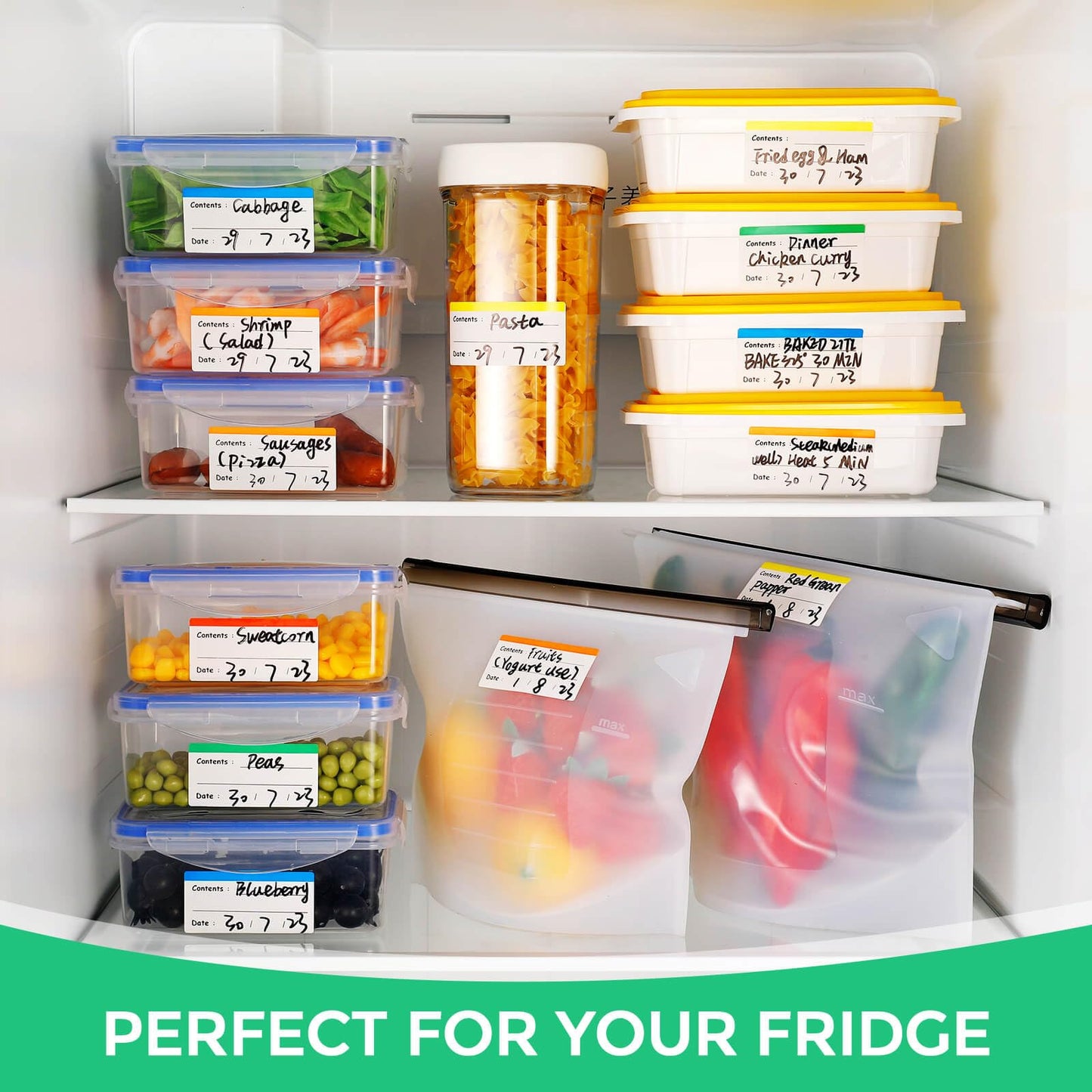 Freezer Kitchen Labels, Removable Food Storage Labels (300 PCS, 1x3 Inch, Clear Vinyl, No Residue, Easy Peel Off) 300