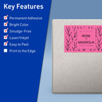 Avery Printable Rectangle Labels, Sure Feed Technology, 5" x 7", Bright Pink Labels, Laser/Inkjet Printable, 80 Total, Great for Shipping and Packaging 80 labels