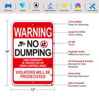 (2 Pack) No Dumping Signs, Property Protected by Video Surveillance Sign