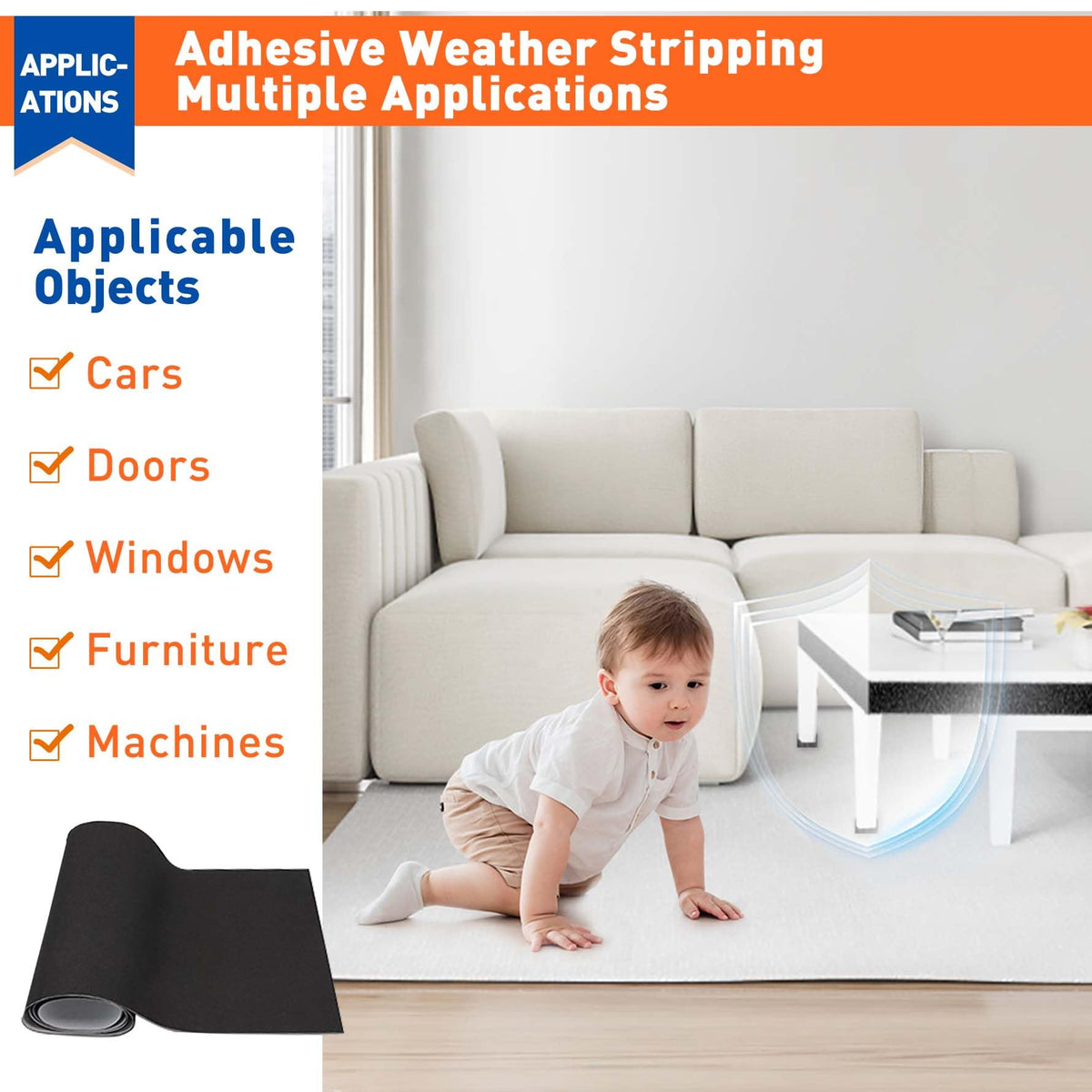 MAGZO Backed Adhesive Foam Padding 1/16" Thick x 12" W x 59" L, Black Thin Neoprene Sheets, Closed Cell Foam Sheet Roll 59In*12In*1/16In