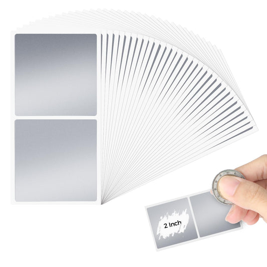 50 Pieces Scratch Off Sticker Labels 2 inch for Scratch Off Stickers Lottery Tickets DIY Raffle Card Creating (Silver, Square 2inch) Silver, Square 2inch